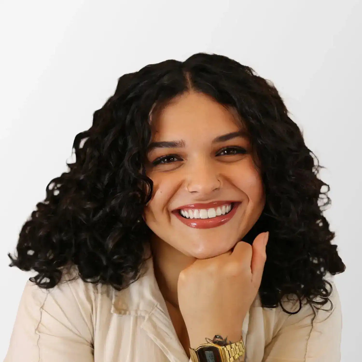 Portrait of Gabby Martinez, a professional stylist at Chromatique Salon, showcasing their expertise and style.